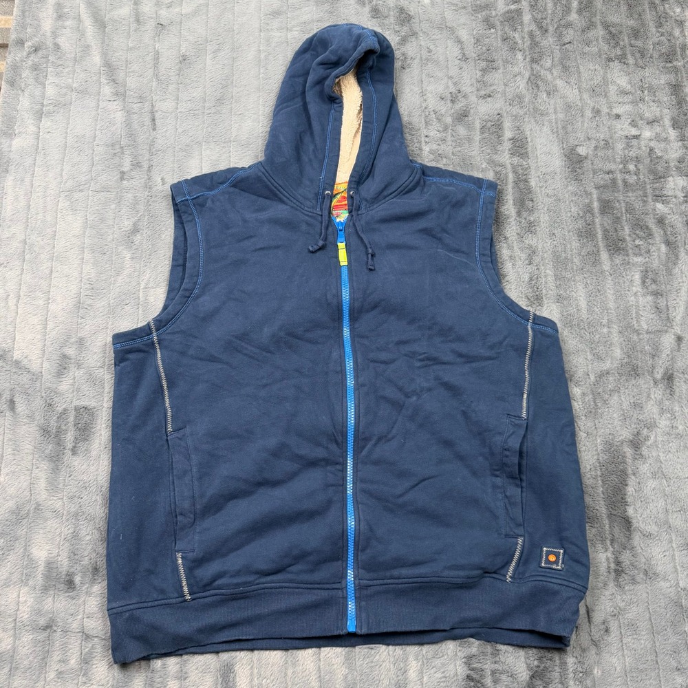 Tommy Bahama Relax Navy Blue Sherpa Lined Full Zip Sleeveless Hoodie Vest 3XL